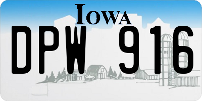 IA license plate DPW916