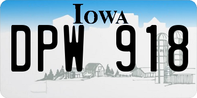 IA license plate DPW918
