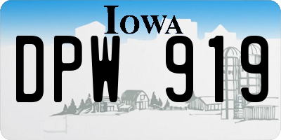 IA license plate DPW919