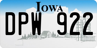 IA license plate DPW922