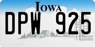 IA license plate DPW925