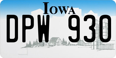 IA license plate DPW930