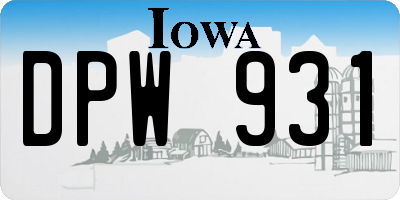 IA license plate DPW931