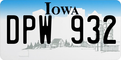 IA license plate DPW932