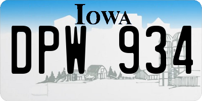 IA license plate DPW934