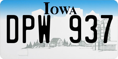 IA license plate DPW937