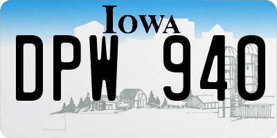 IA license plate DPW940