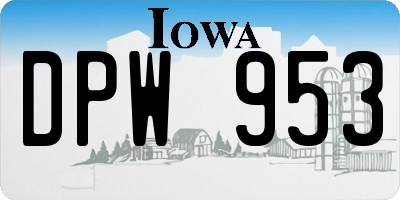 IA license plate DPW953