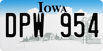 IA license plate DPW954