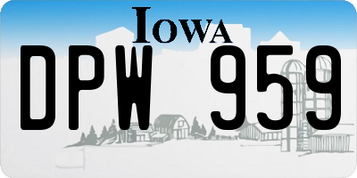 IA license plate DPW959