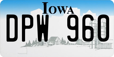 IA license plate DPW960