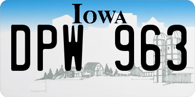 IA license plate DPW963