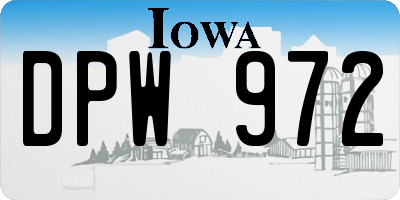 IA license plate DPW972