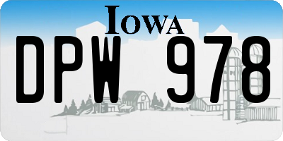 IA license plate DPW978