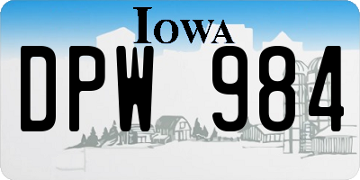 IA license plate DPW984