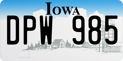 IA license plate DPW985