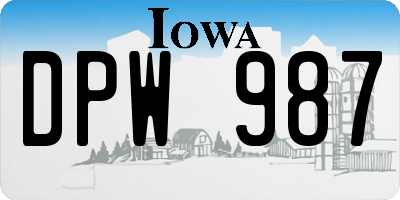 IA license plate DPW987
