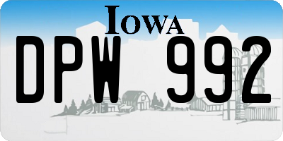 IA license plate DPW992