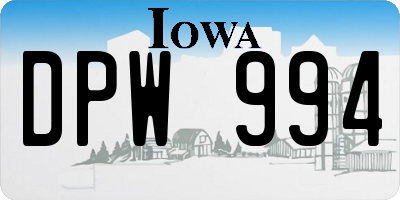 IA license plate DPW994