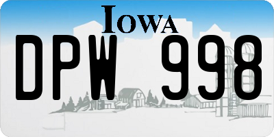 IA license plate DPW998