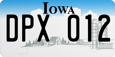 IA license plate DPX012