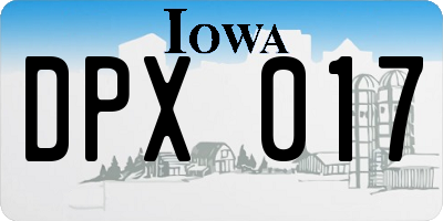 IA license plate DPX017