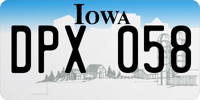 IA license plate DPX058