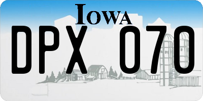 IA license plate DPX070