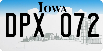 IA license plate DPX072