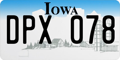 IA license plate DPX078