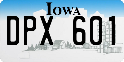 IA license plate DPX601