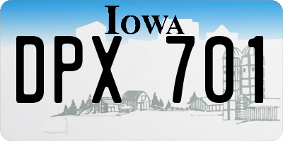 IA license plate DPX701