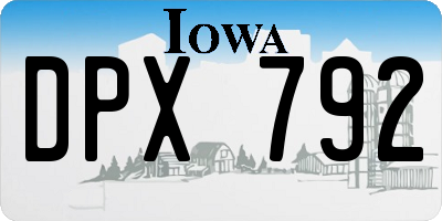 IA license plate DPX792