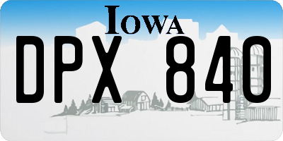 IA license plate DPX840