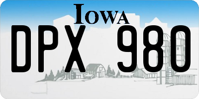 IA license plate DPX980