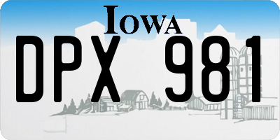 IA license plate DPX981