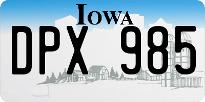 IA license plate DPX985