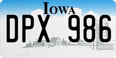 IA license plate DPX986