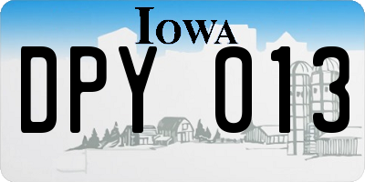 IA license plate DPY013
