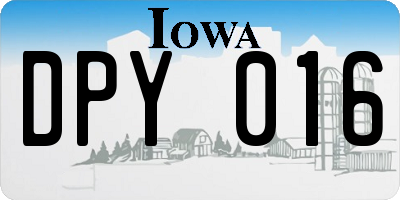 IA license plate DPY016