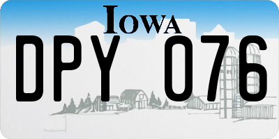 IA license plate DPY076