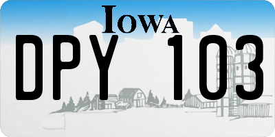 IA license plate DPY103