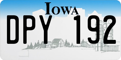 IA license plate DPY192
