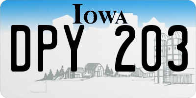 IA license plate DPY203