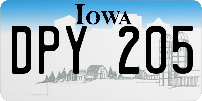 IA license plate DPY205