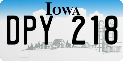 IA license plate DPY218