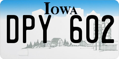 IA license plate DPY602