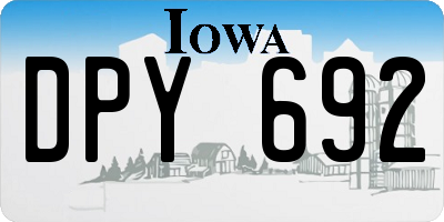 IA license plate DPY692