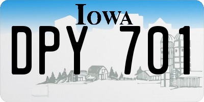 IA license plate DPY701