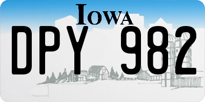 IA license plate DPY982
